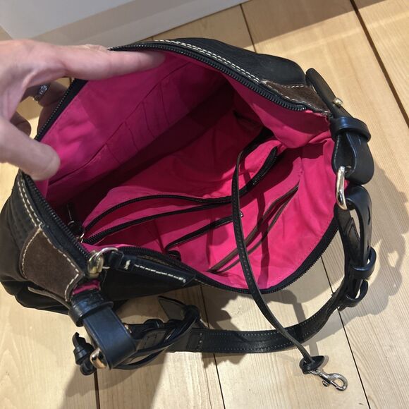 DOONEY & BOURKE black nylon shoulder bag with Black and brown leather trim - Picture 10 of 11